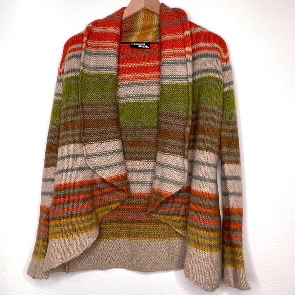 Wooden Ships Stripe Cozy Open Drape Sweater Cardigan, Multicolored, size M/ L - Picture 1 of 5